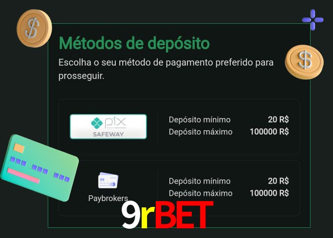 O cassino 9rbet oferece uma grande variedade de métodos de pagamento